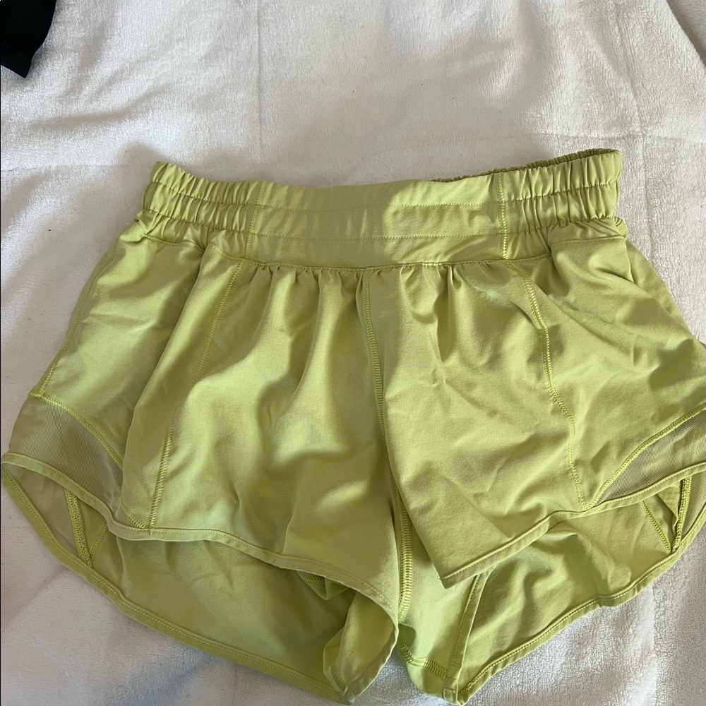 Greenish/yellow hotty hot lululemon shorts
